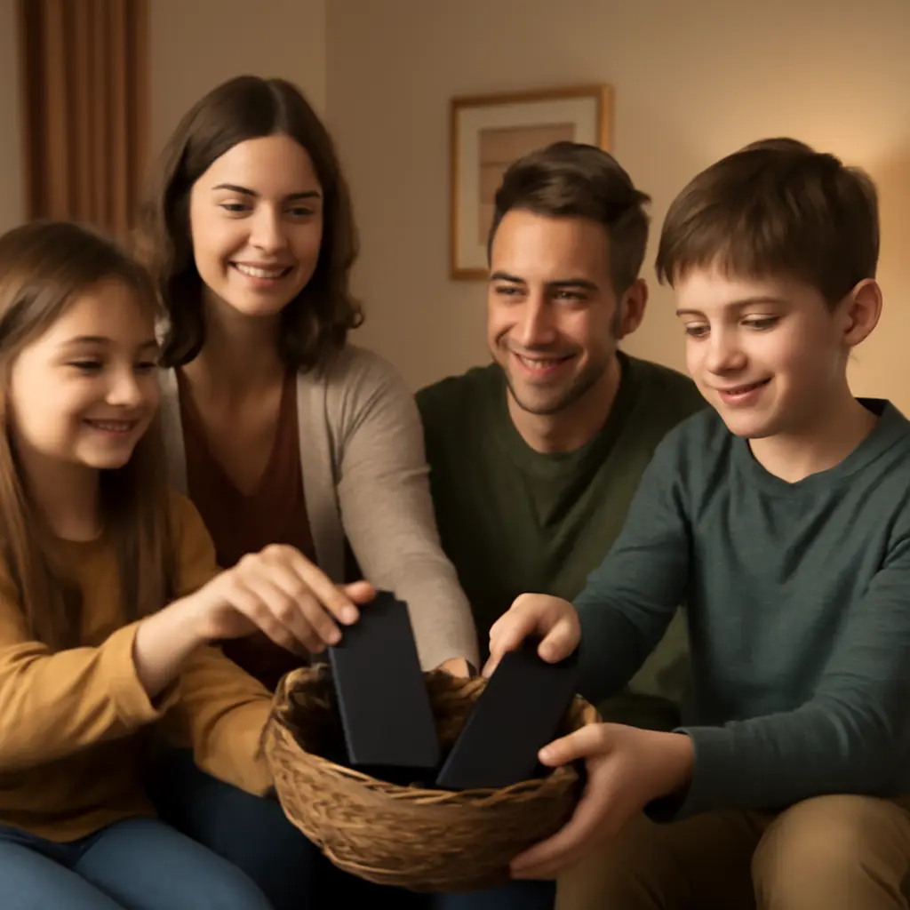 Parents and children setting digital boundaries around devices