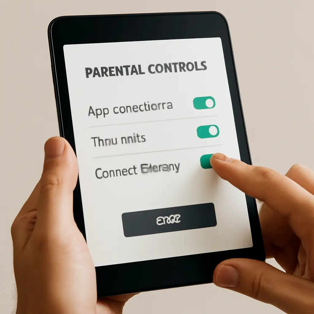 A parent configuring parental controls on a tablet